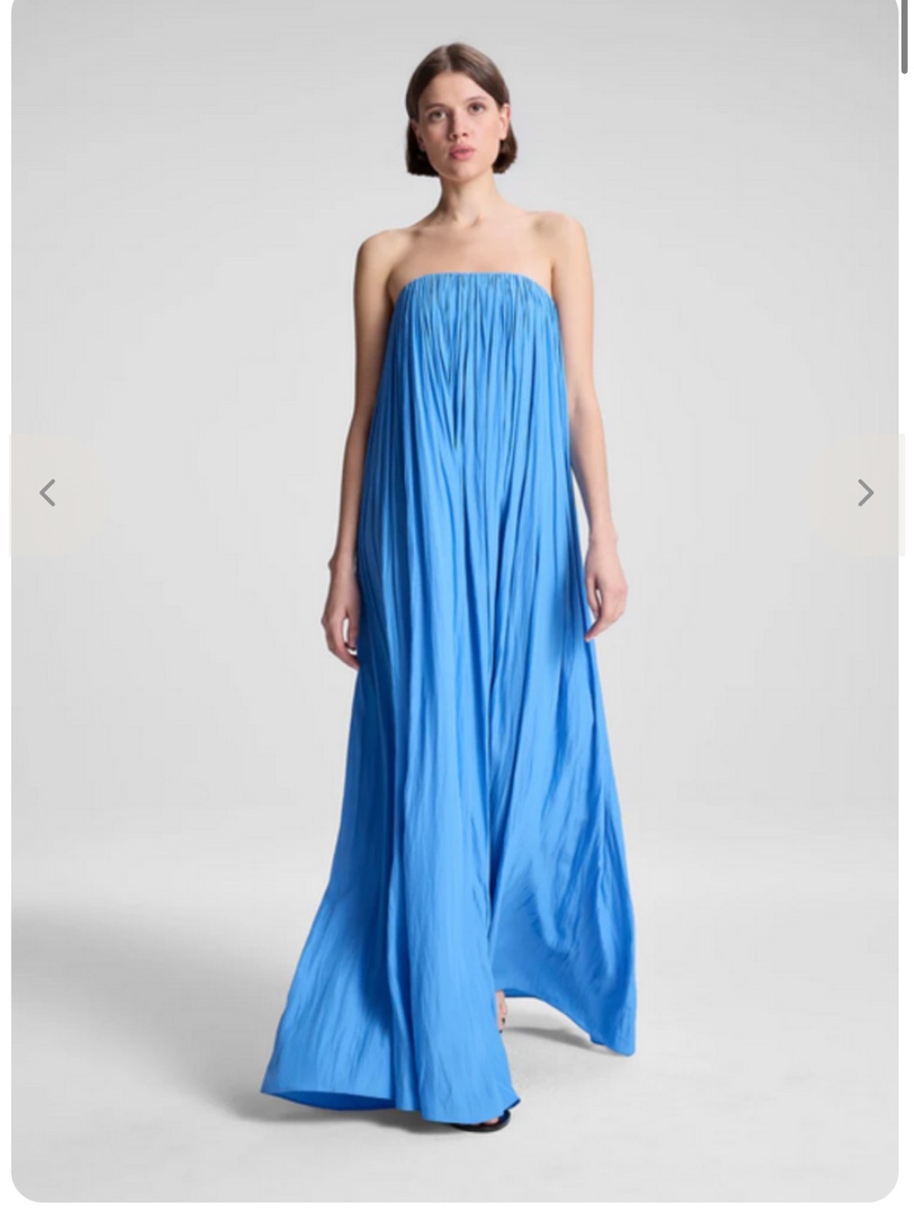 Strapless Wynn Blue Pleated Maxi Dress